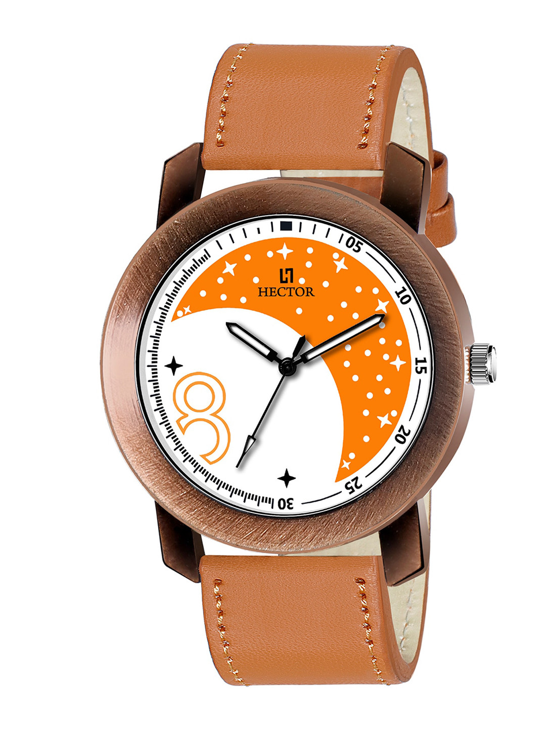 HECTOR Men Multicoloured Printed Dial & Orange Straps Analogue Watch HC02