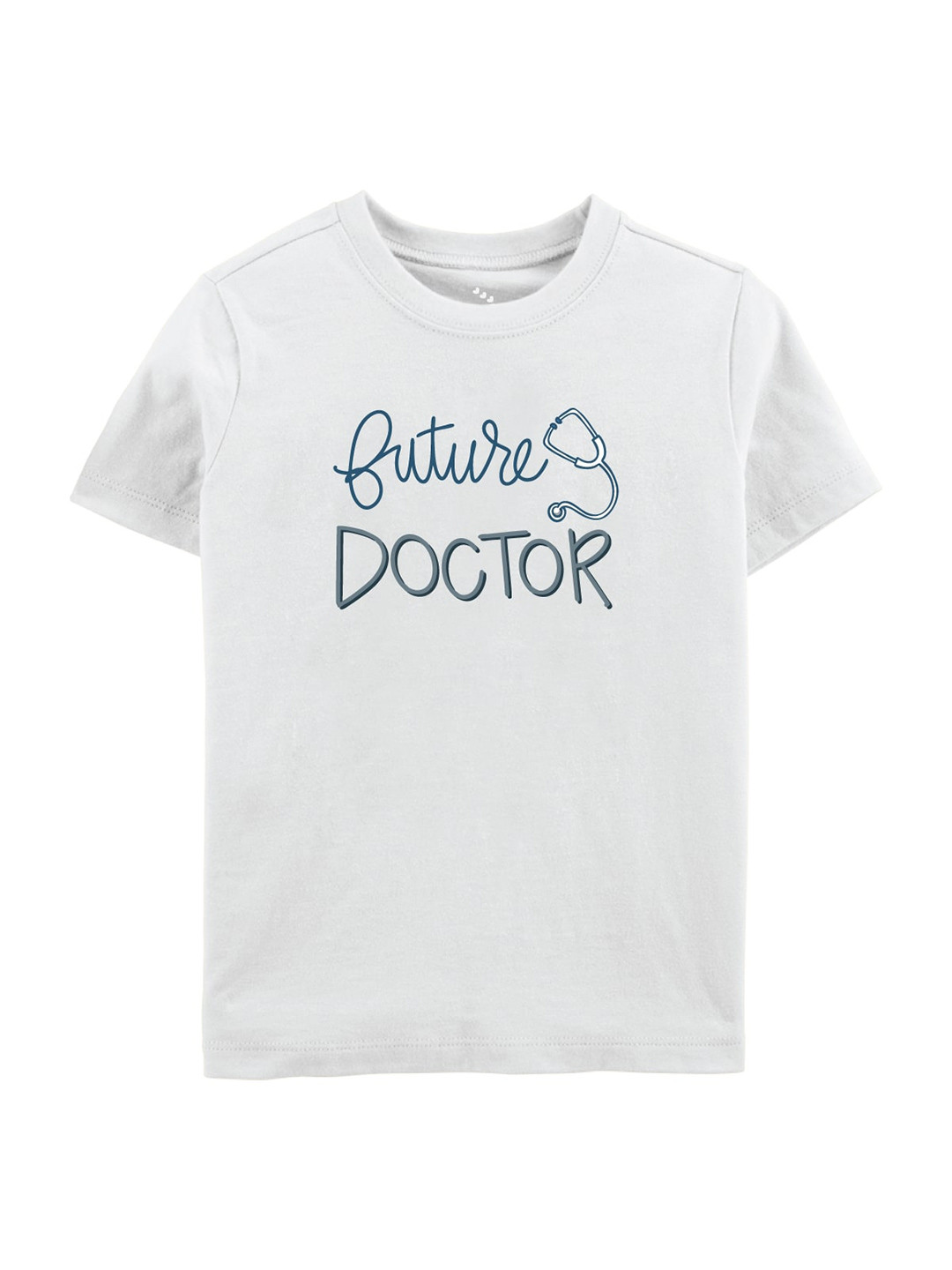 Zeezeezoo Kids White & Blue Typography Printed T-shirt