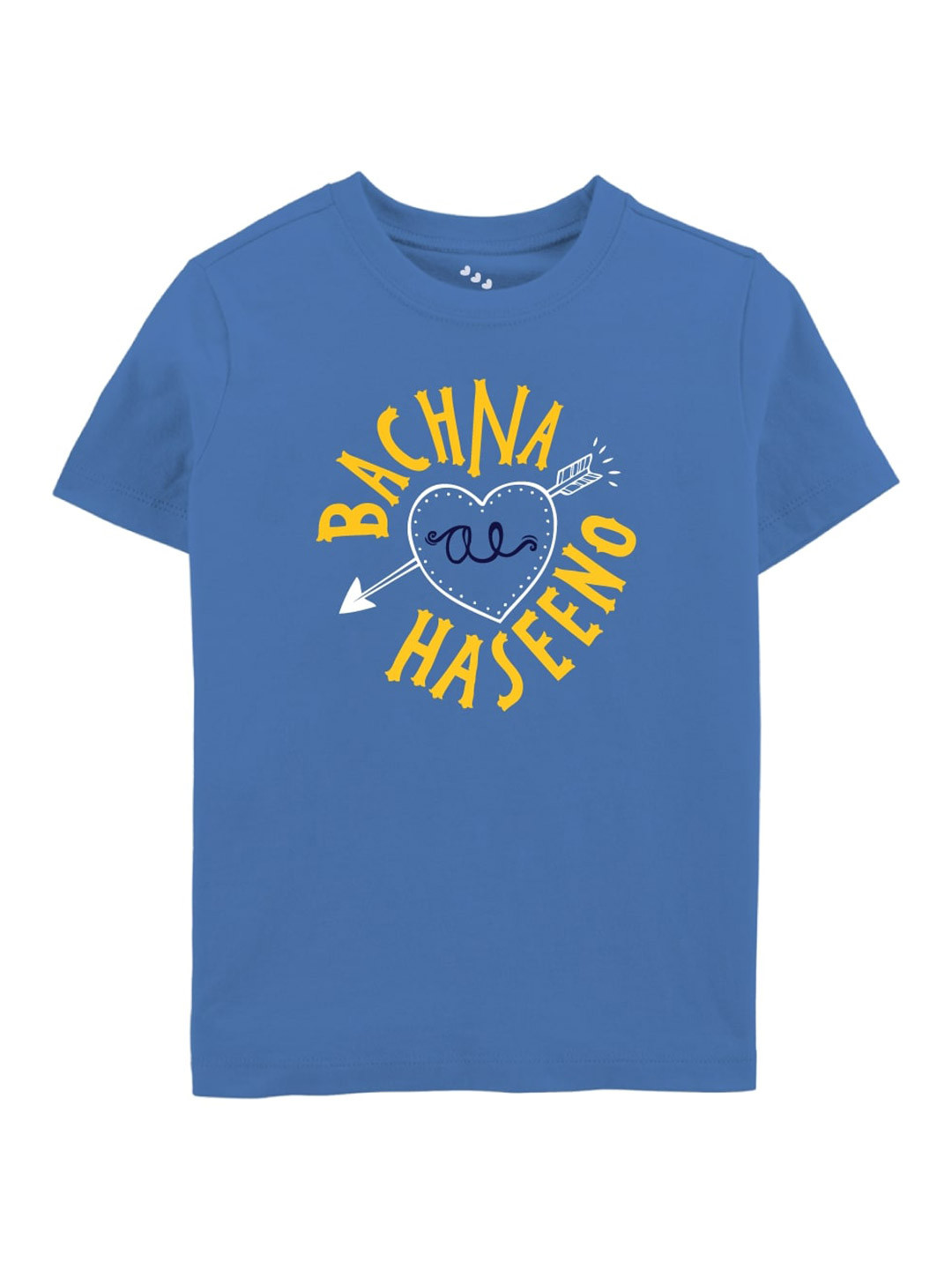 Zeezeezoo Kids Blue & Yellow Bachana Ae Haseeno Printed Pure Cotton T-shirt