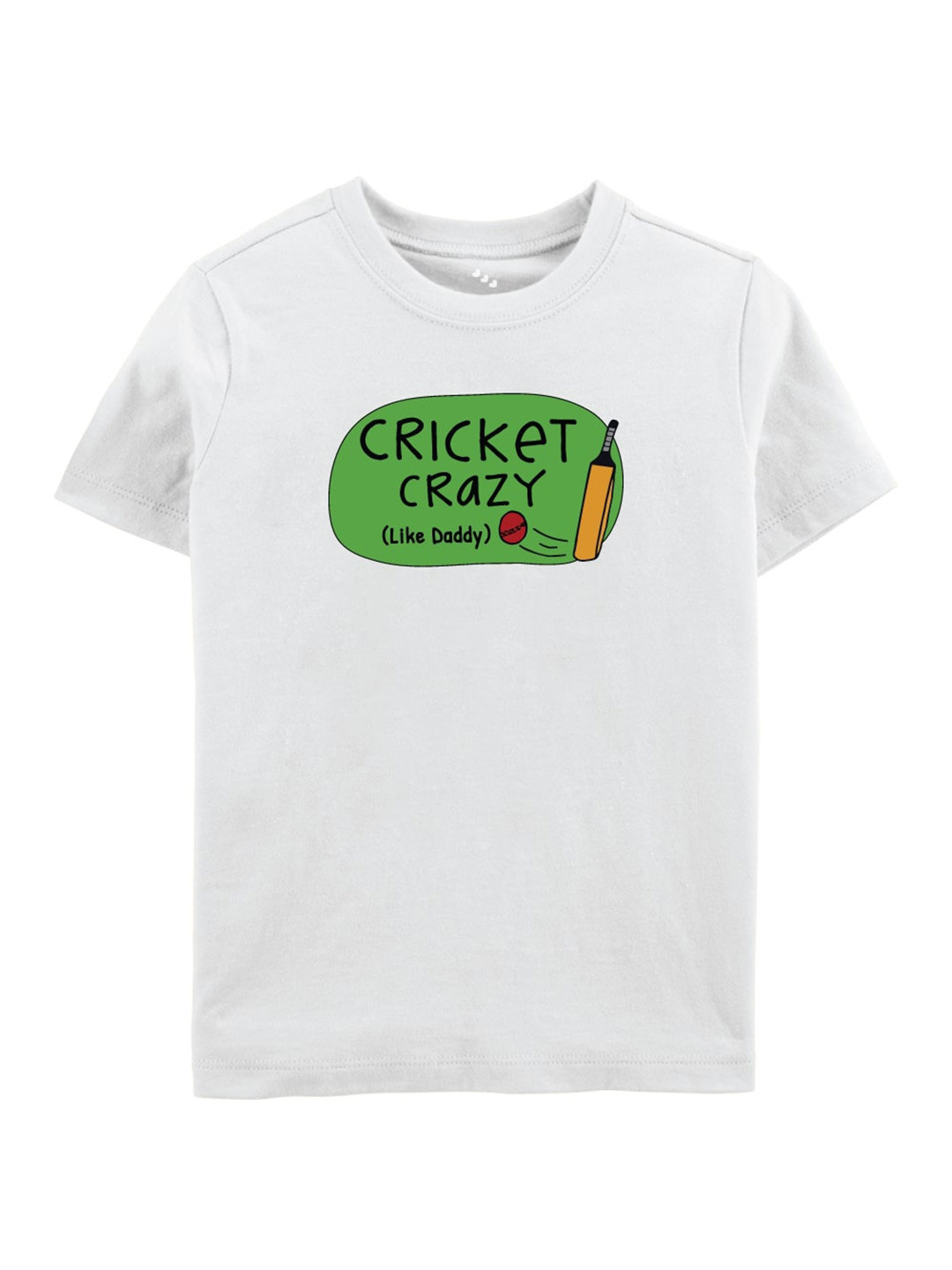 Zeezeezoo Kids White Cricket Crazy Printed Pure Cotton T-shirt