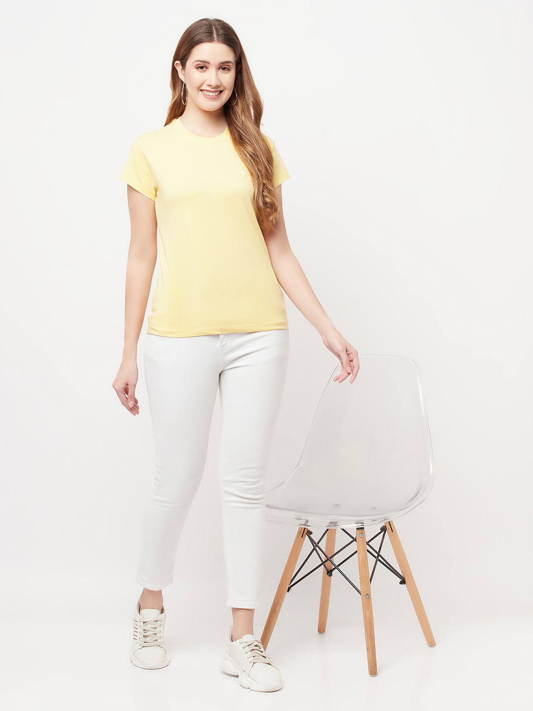 Crimsoune Club Women Yellow Slim Fit Outdoor T-shirt