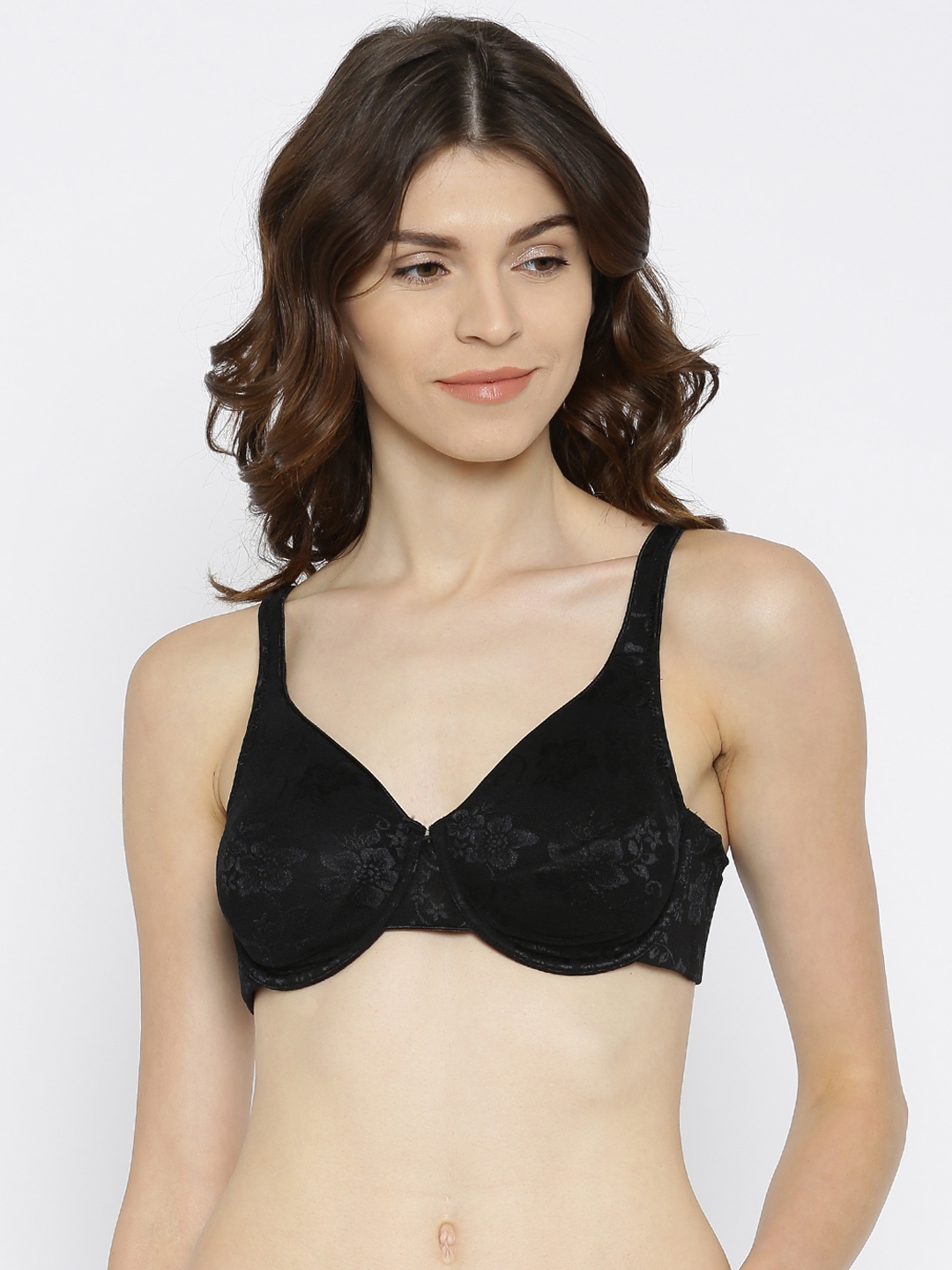 Woo Everyday Double Layered Lace Bra - Black