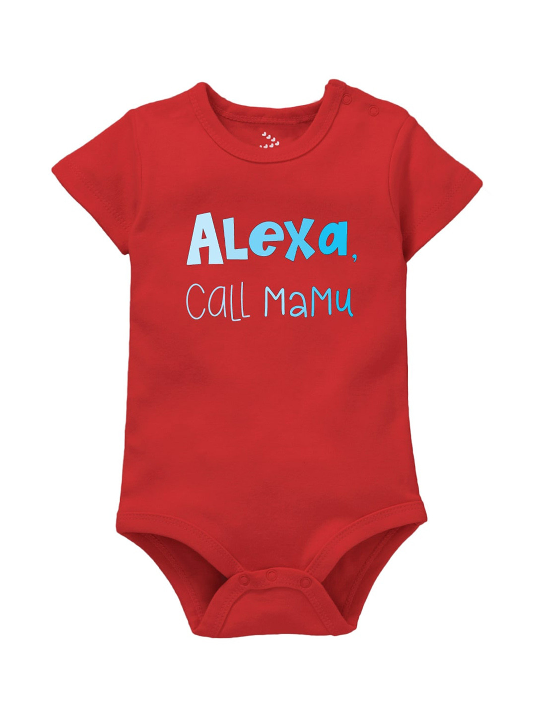 Zeezeezoo Infants Red Alexa, Call Mamu Printed Cotton Bodysuit