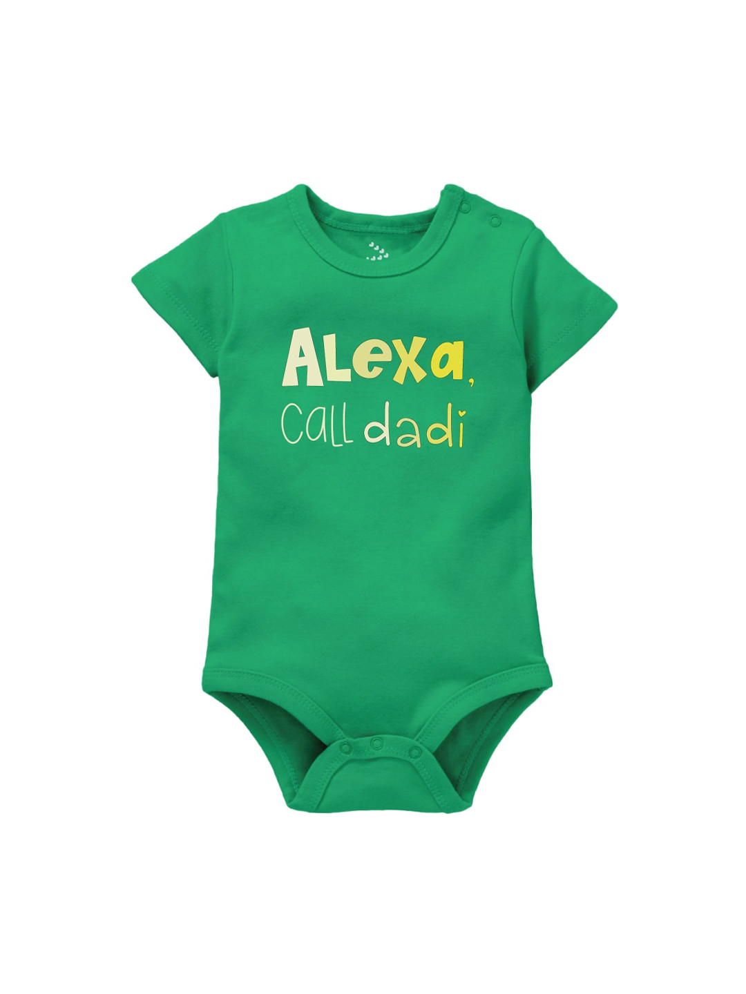 Zeezeezoo Infants Green & Yellow  Alexa Call Dadi Print Bodysuit