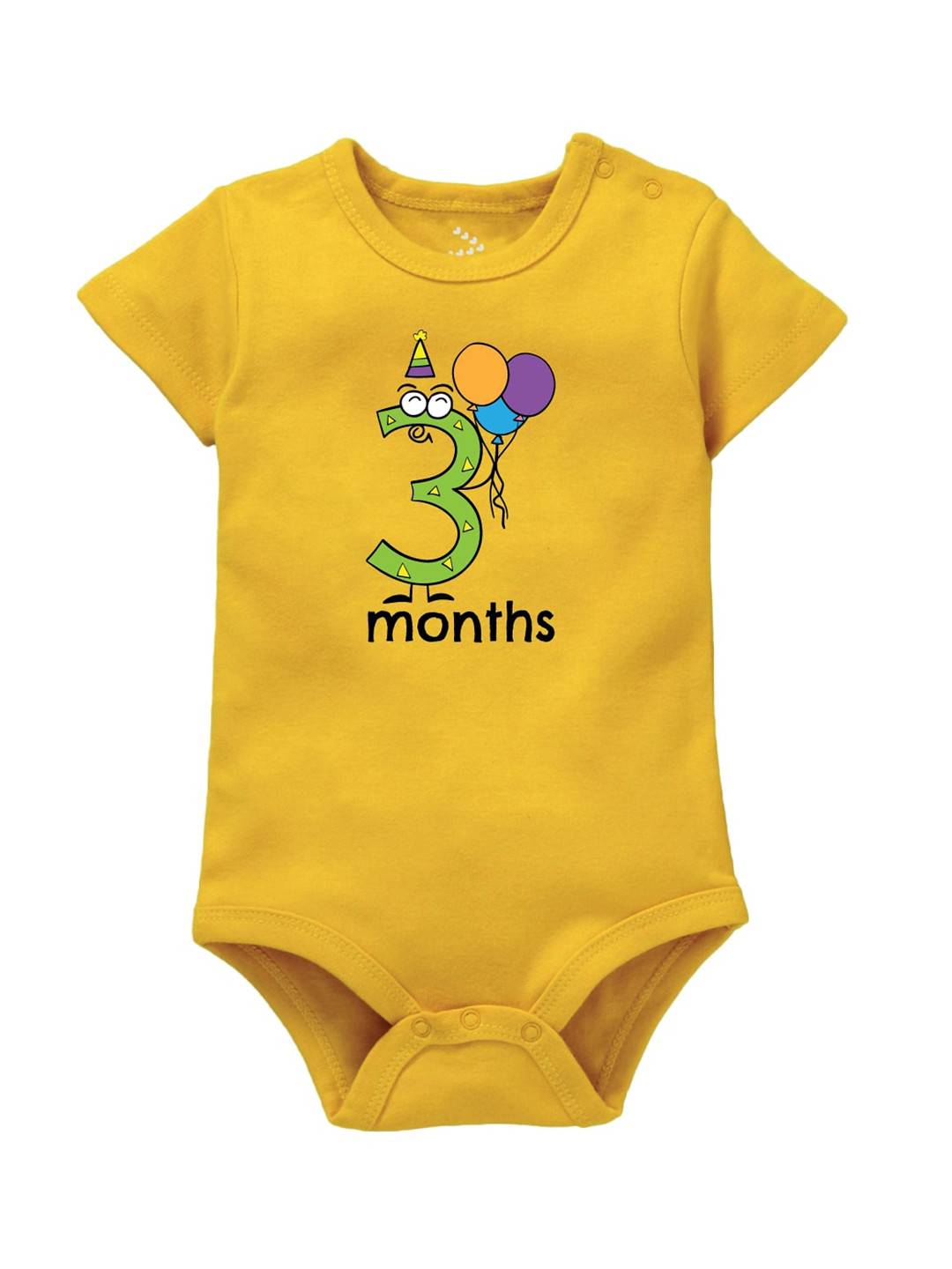 Zeezeezoo Kids-Infant 3 months Birthday Printed Cotton Bodysuit