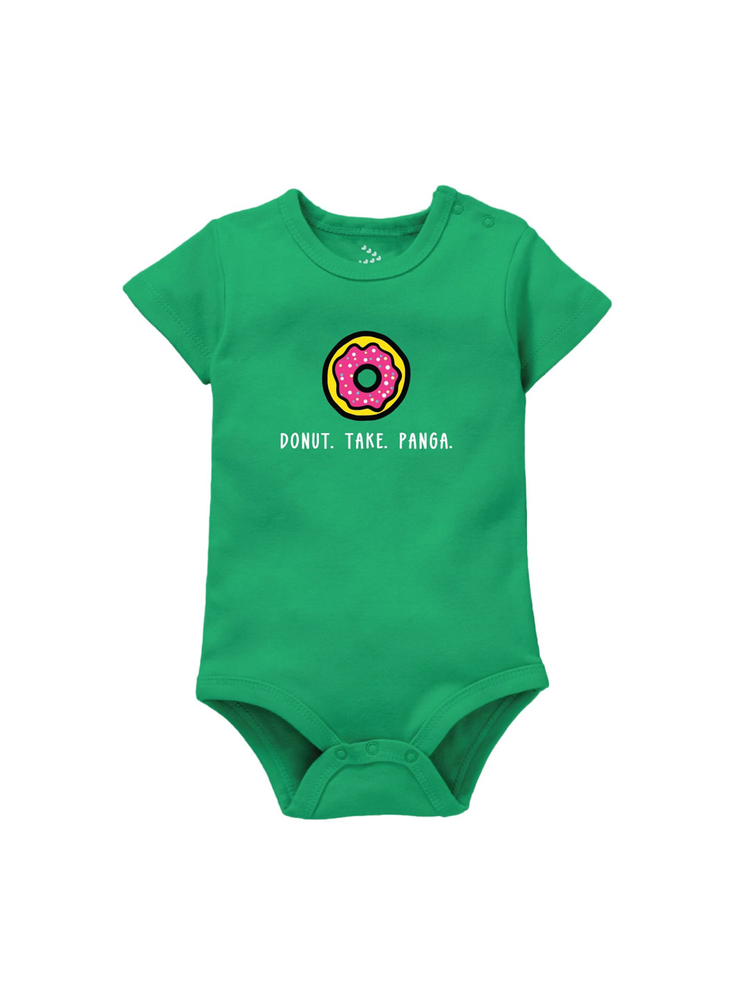 Zeezeezoo Infants Green Donut Take Panga Printed Cotton Bodysuit