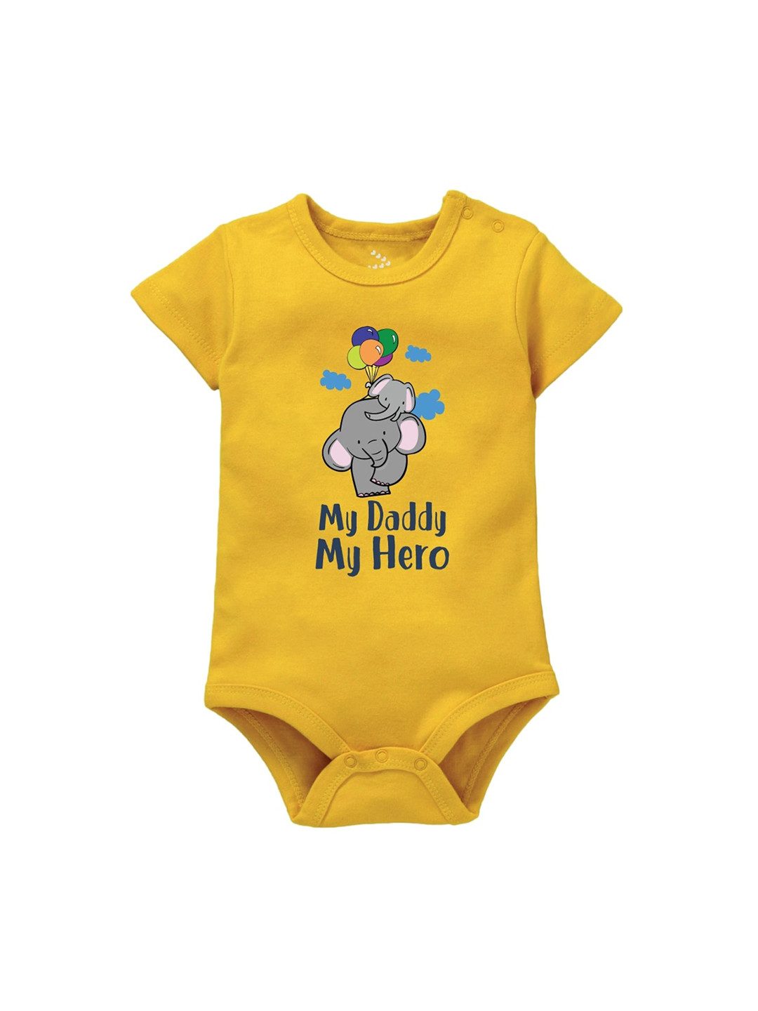 Zeezeezoo Infants Yellow My daddy My Hero Printed Cotton Bodysuit