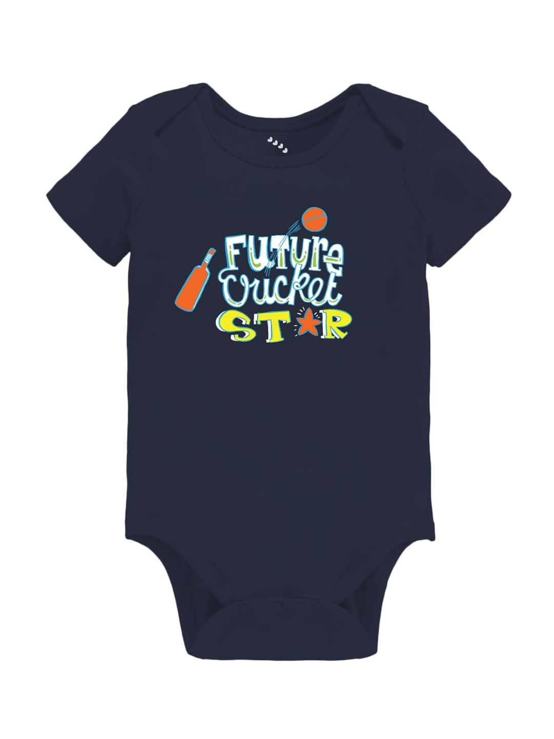 Zeezeezoo Infant Kids Navy Blue Future Cricket Star Printed Bodysuit