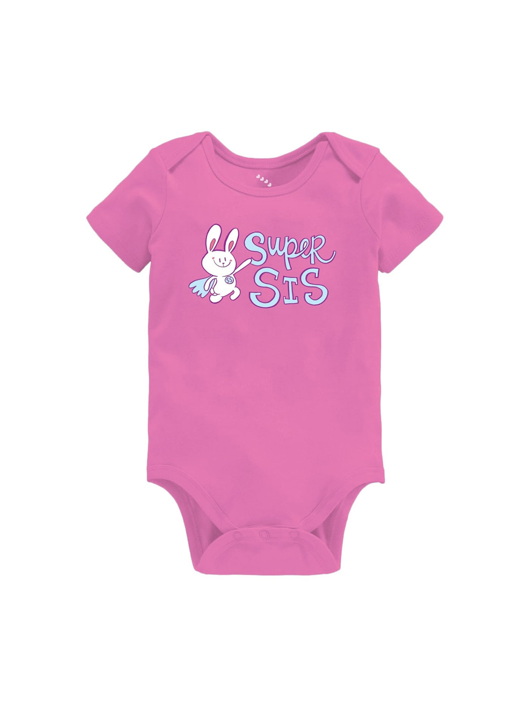 Zeezeezoo Infants Kids Pink & Blue Super Sis Printed Cotton Bodysuit