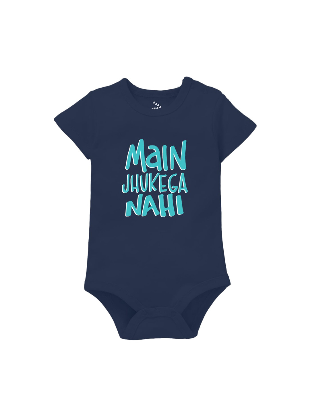 Zeezeezoo Infant Navy-Blue & White Main Jhukega Nahi Printed Cotton Bodysuit