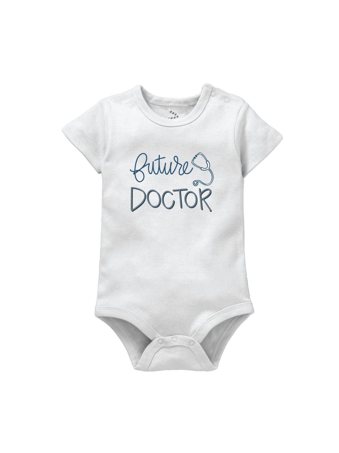Zeezeezoo Infant White & Black Future Doctor Printed Cotton Bodysuit