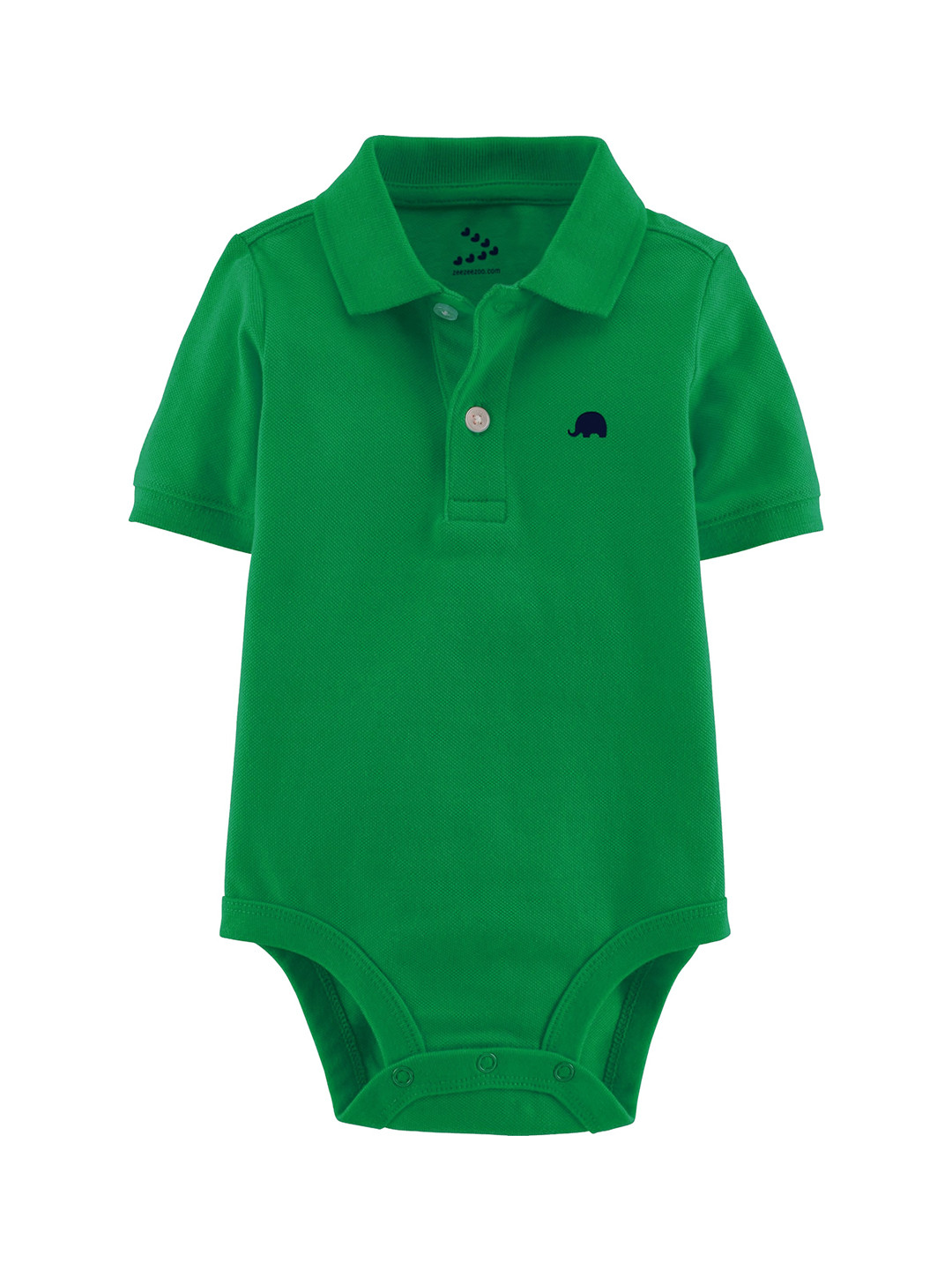 Zeezeezoo Infants Green Solid Cotton Polo Bodysuit