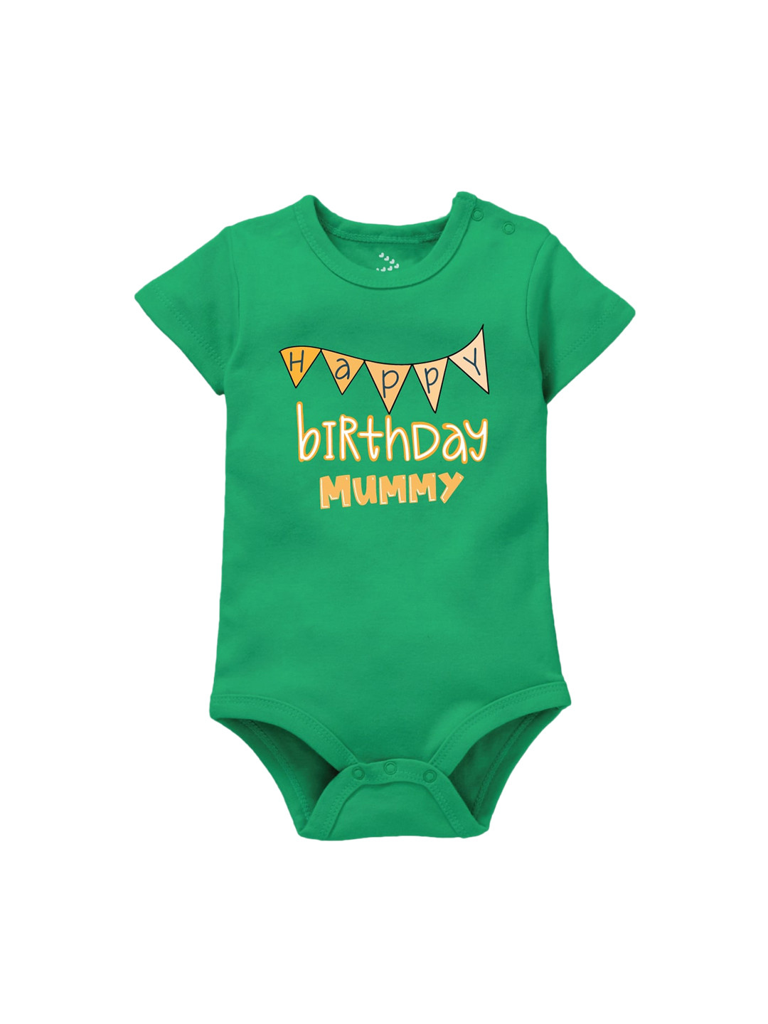 Zeezeezoo Infant Kids Green Happy Birthday Mummy Printed Cotton Bodysuit
