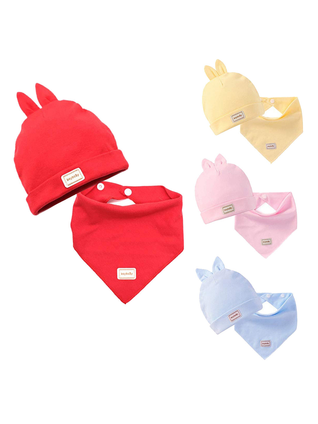 SYGA Infant Kids Yellow Solid Bib With Cap