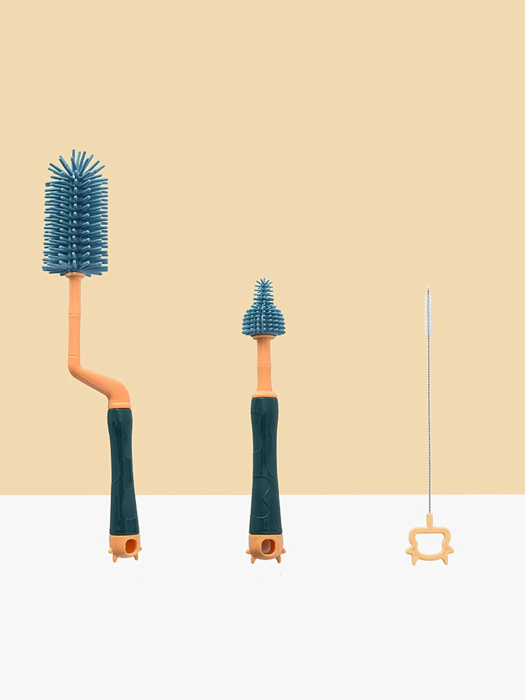 SYGA Pack of 3 Blue Silicone Baby Bottle Cleaners