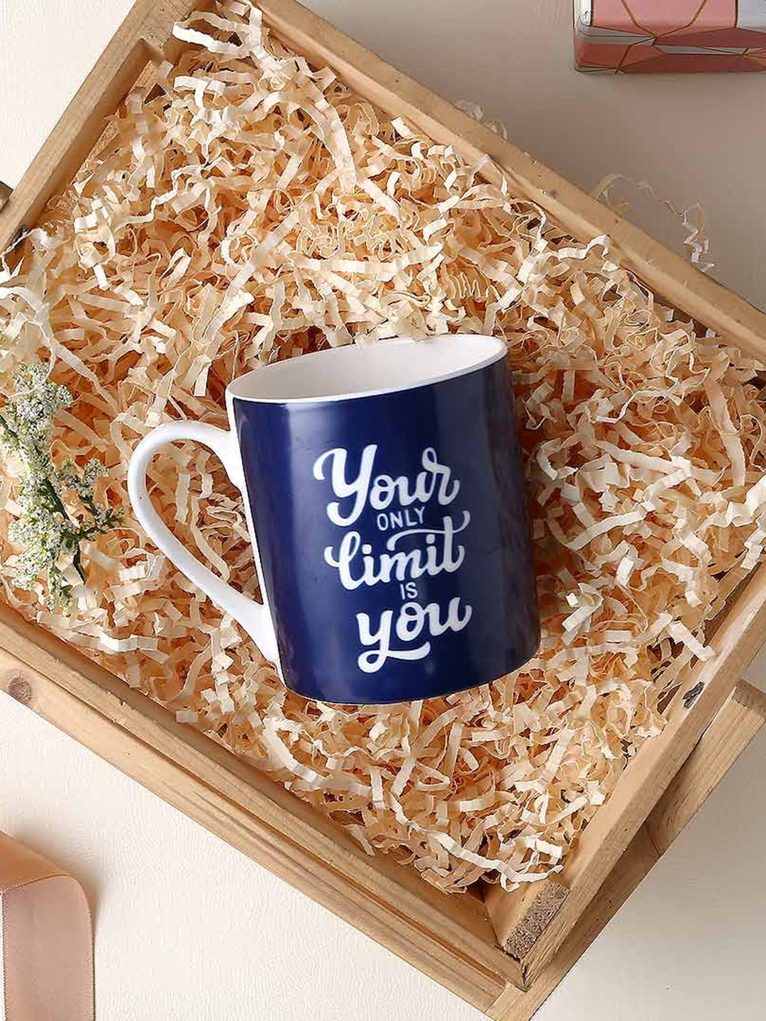 Wonderchef Baby Name Personalised Navy Blue Typography Bone China Microwave Safe Mug-370ml