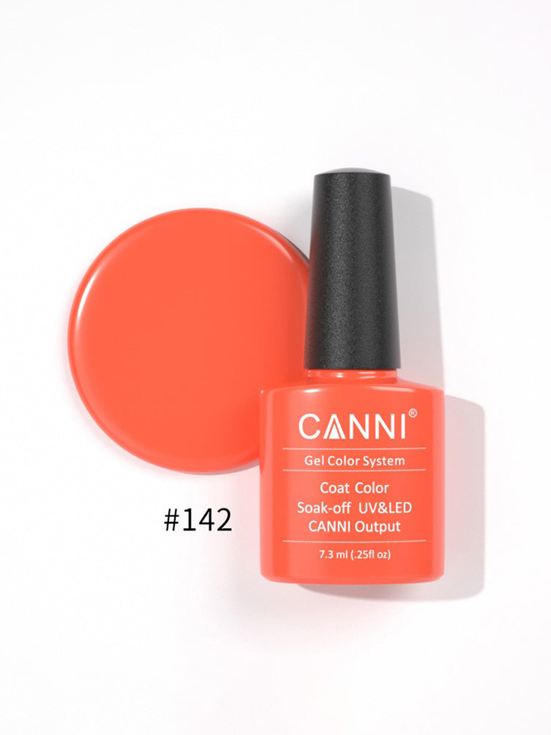 CANNI Gel Color System Coat Color Soak-off UV&LED Gel Nail Polish - Fluorescent Orange 142