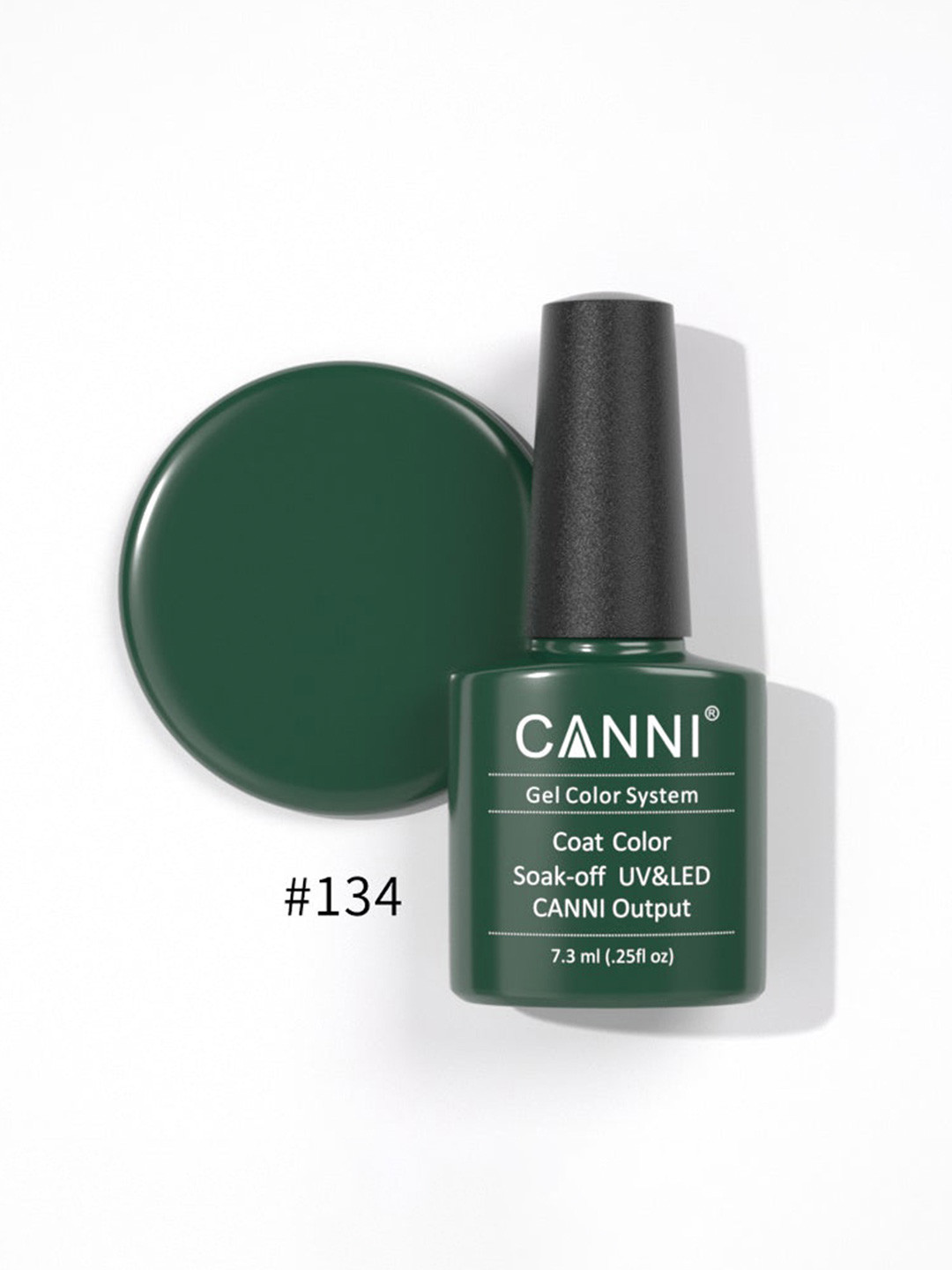 CANNI Gel Color System Coat Color Soak-off UV&LED Gel Nail Polish - Solid Green 134