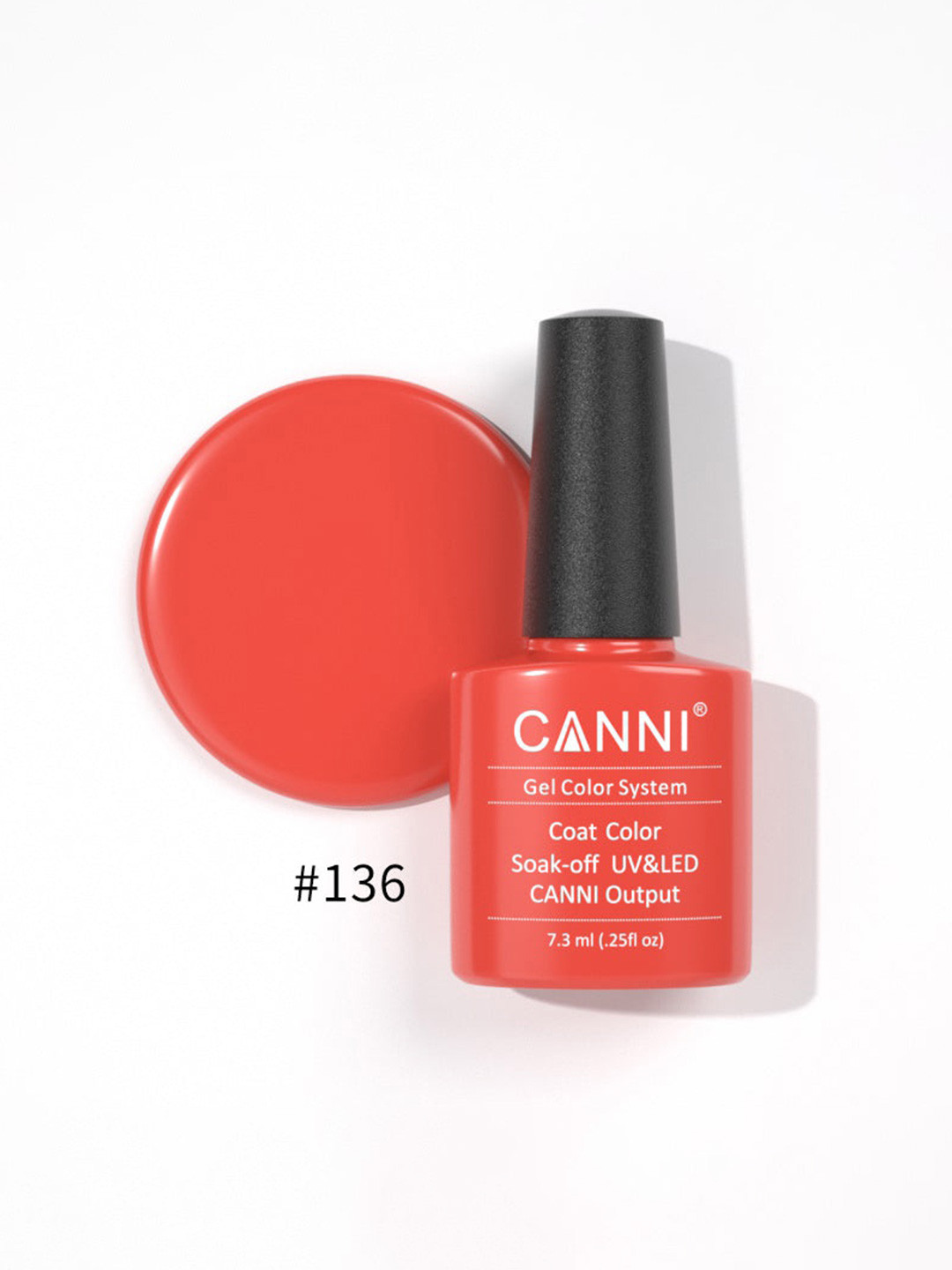 CANNI Gel Color System Coat Color Soak-off UV&LED Gel Nail Polish - Orange Red 136