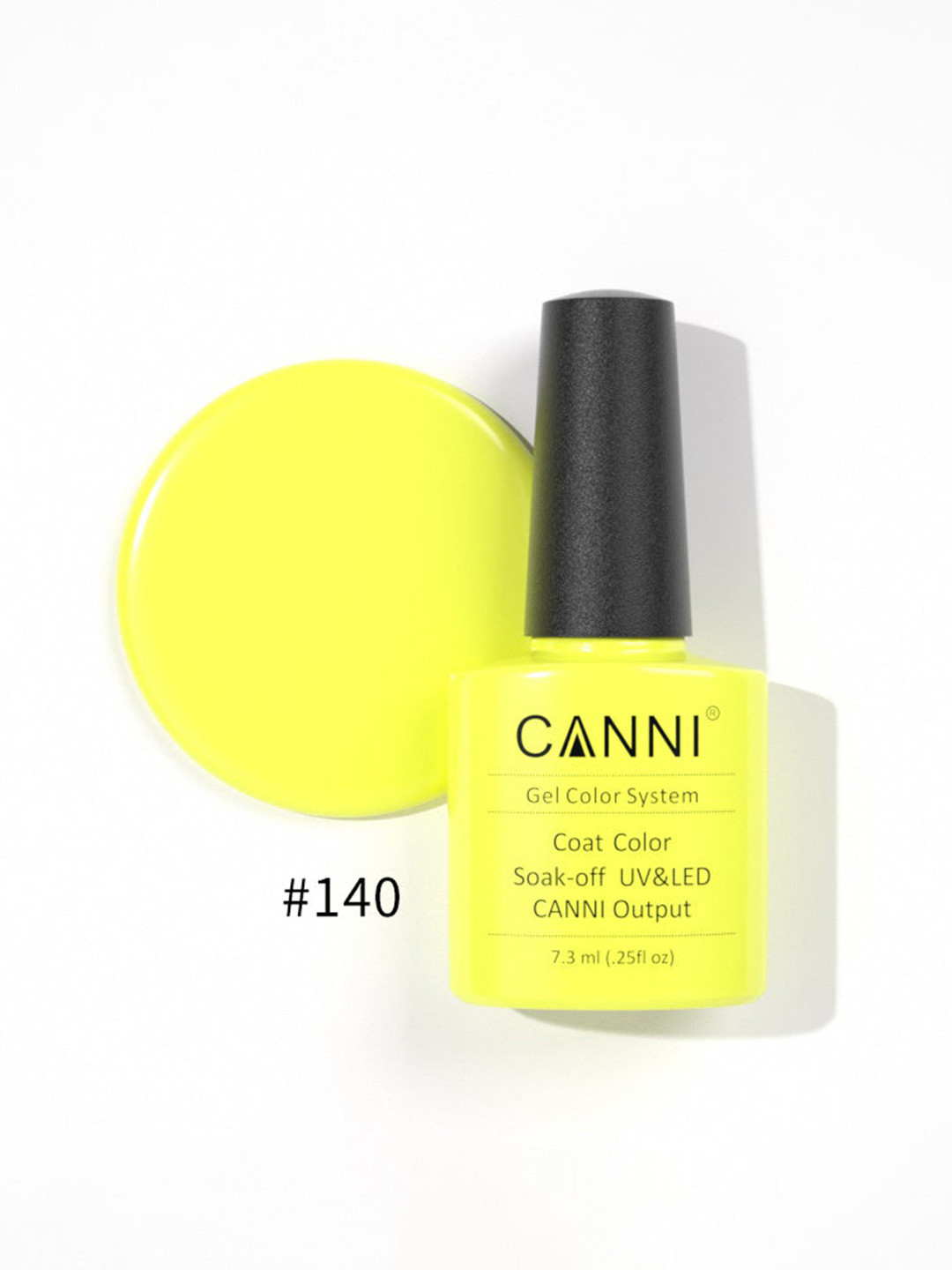 CANNI Gel Color System Coat Color Soak-off UV&LED Gel Nail Polish - Electric Yellow 140