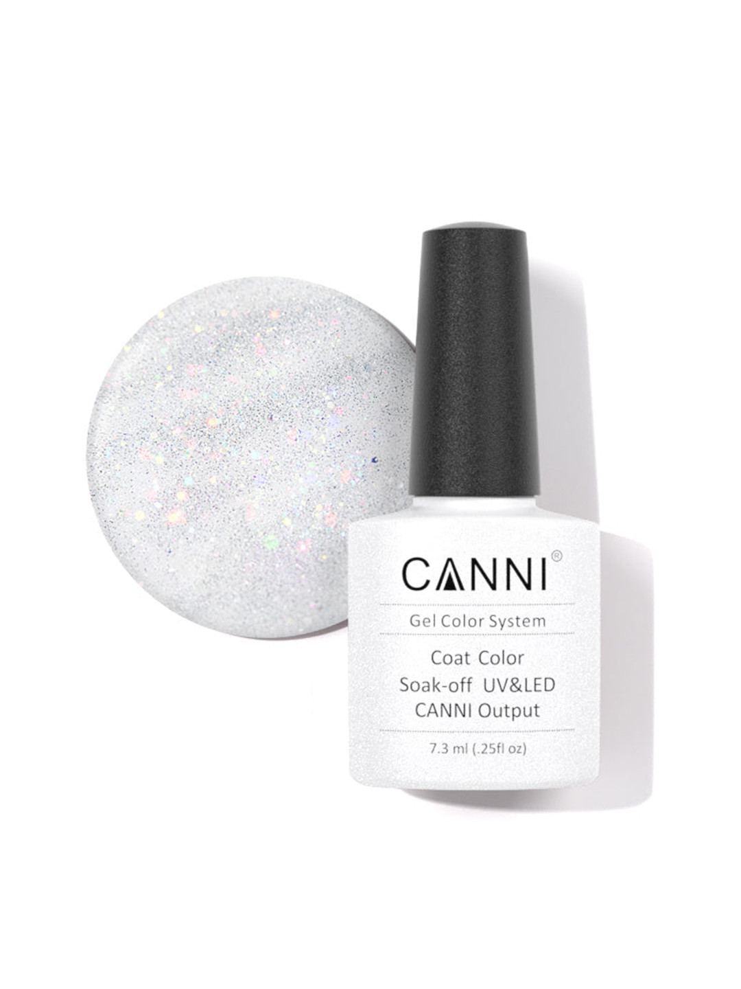 CANNI Gel Color System Coat Color Soak-Off UV & LED Nail Polish 7.3 ml-Sparkle Silver 215