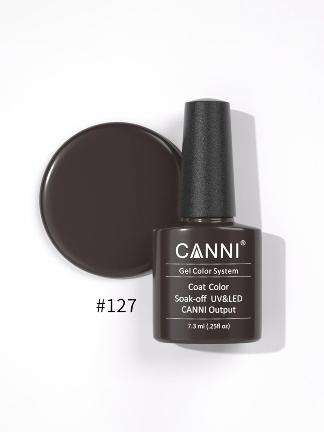 CANNI Gel Color System Coat Color Soak-Off UV&LED Gel Nail Polish - Dark Brown 127