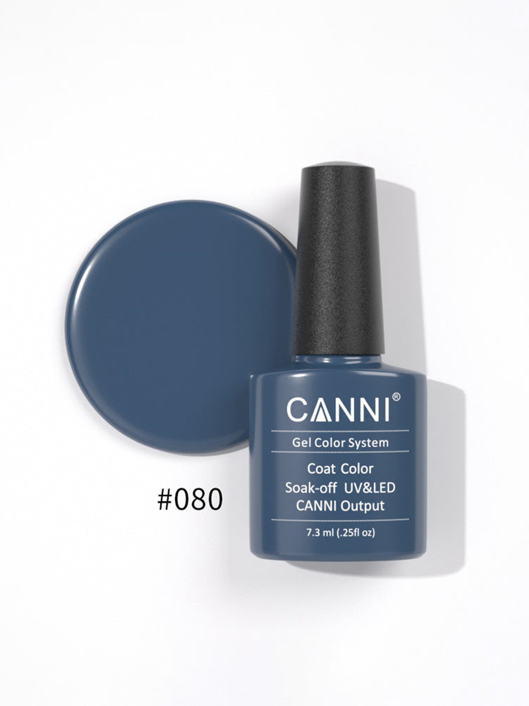 CANNI Gel Color System Coat Color Soak-Off UV&LED Gel Nail Polish - Deep Steel Blue 080