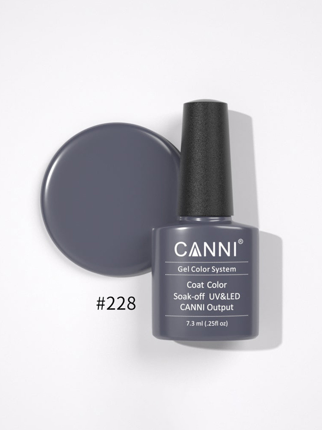 CANNI Gel Color System Coat Color Soak-Off UV&LED Gel Nail Polish - Fashionable Grey 228