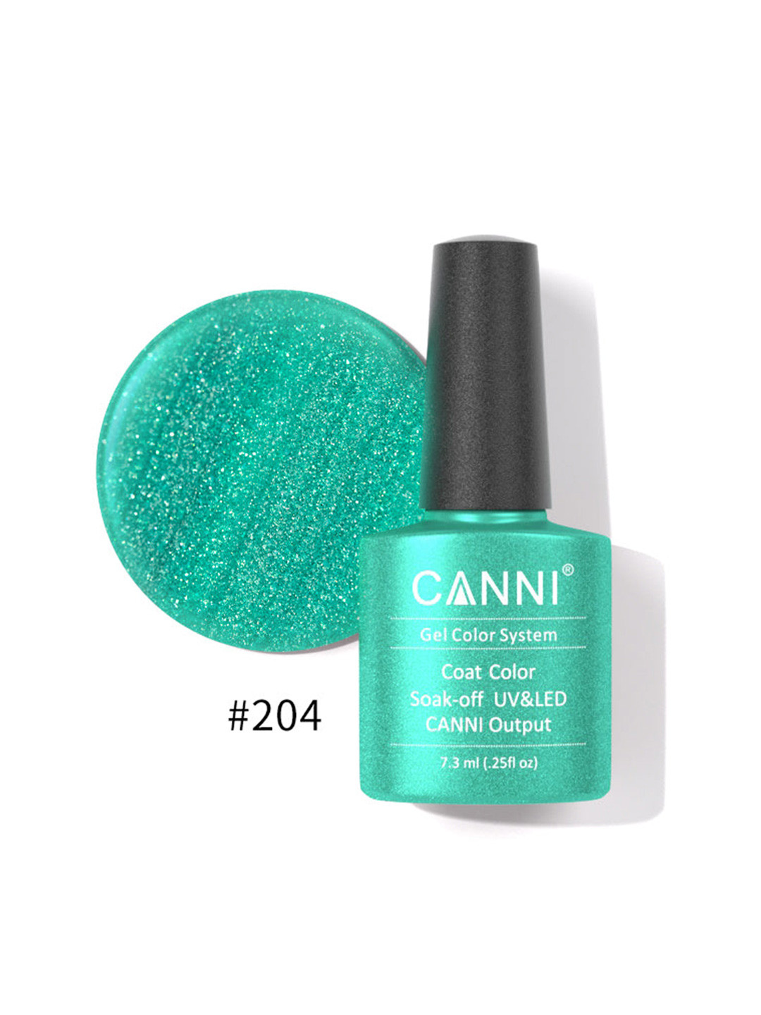 CANNI Gel Color System Coat Color Soak-Off UV&LED Gel Nail Polish -Shiny Peacock Green 204