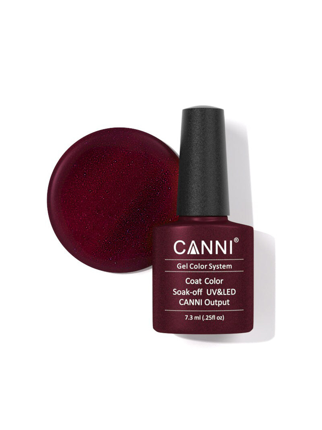 CANNI Gel Color System Coat Color Soak-Off UV & LED Nail Polish-Glitter Dark Red 256