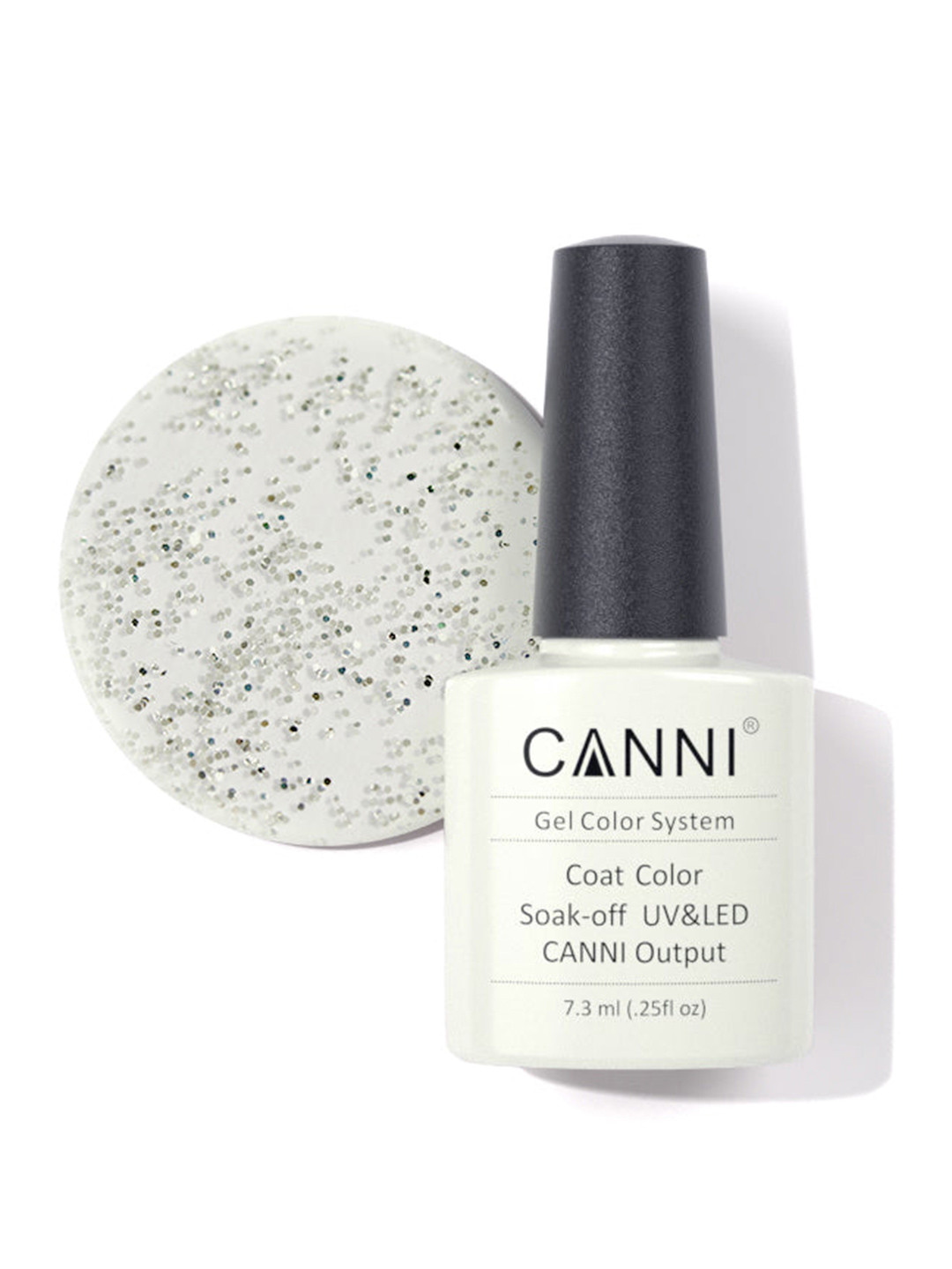 CANNI Gel Color System Color Coat Soak-Off UV & LED Nail Polish-Light Silver Sequins 005
