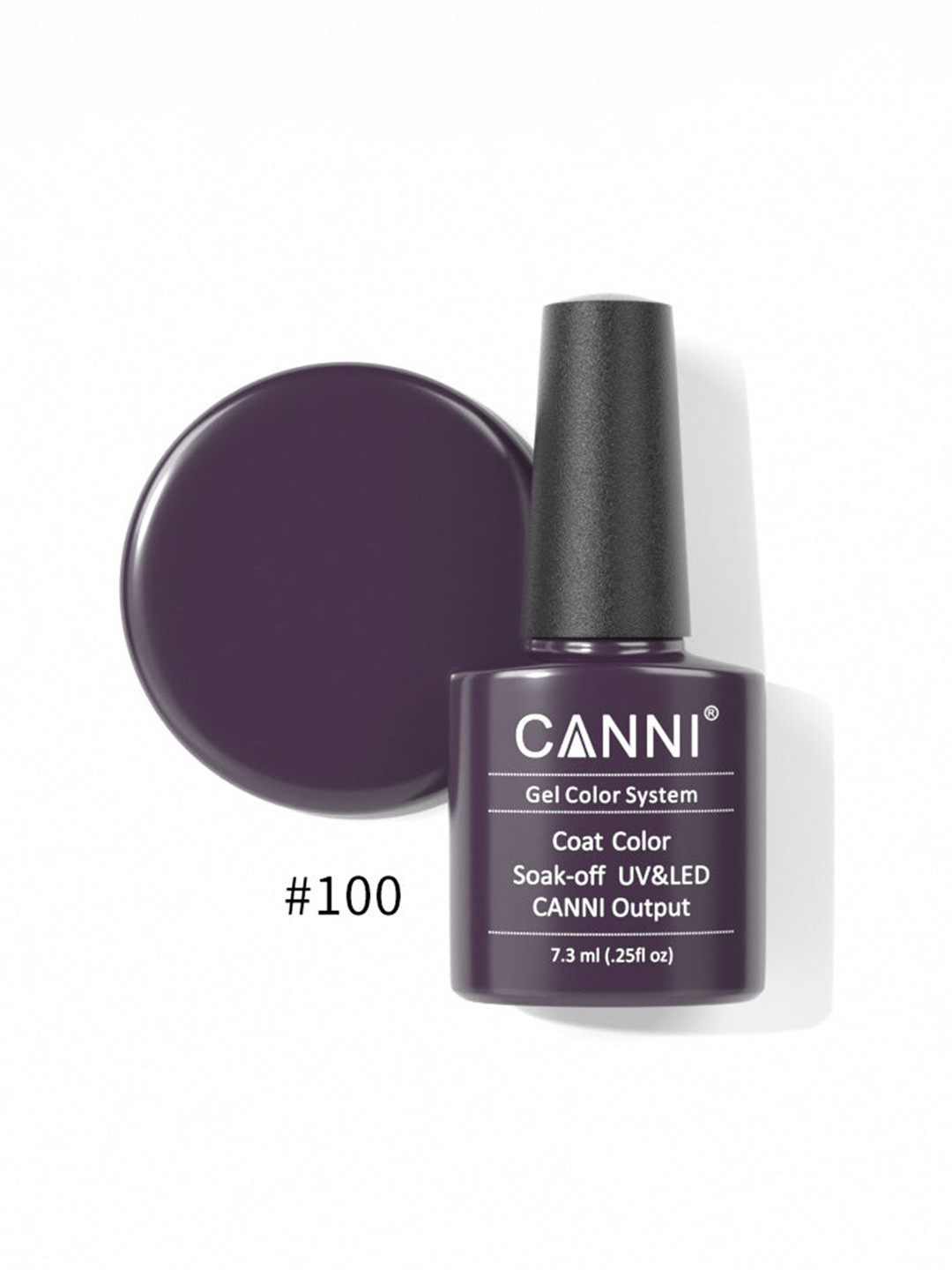 CANNI Gel Color System Coat Color Soak-Off UV&LED Gel Nail Polish - Violet Black 100