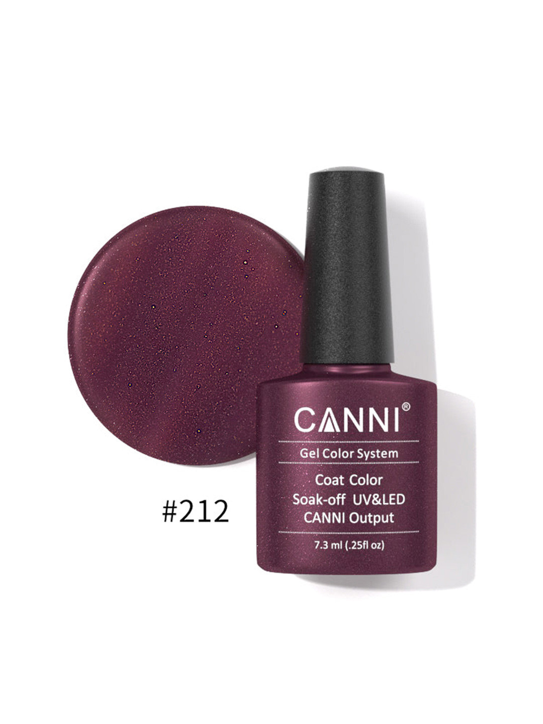 CANNI Gel Color System Coat Color Soak-Off UV&LED Gel Nail Polish - Purple-red Pearl 212