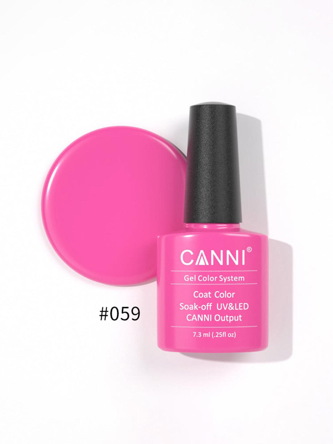 CANNI Gel Color System Coat Color Soak-Off UV&LED Gel Nail Polish - Fluorescent Pink 059