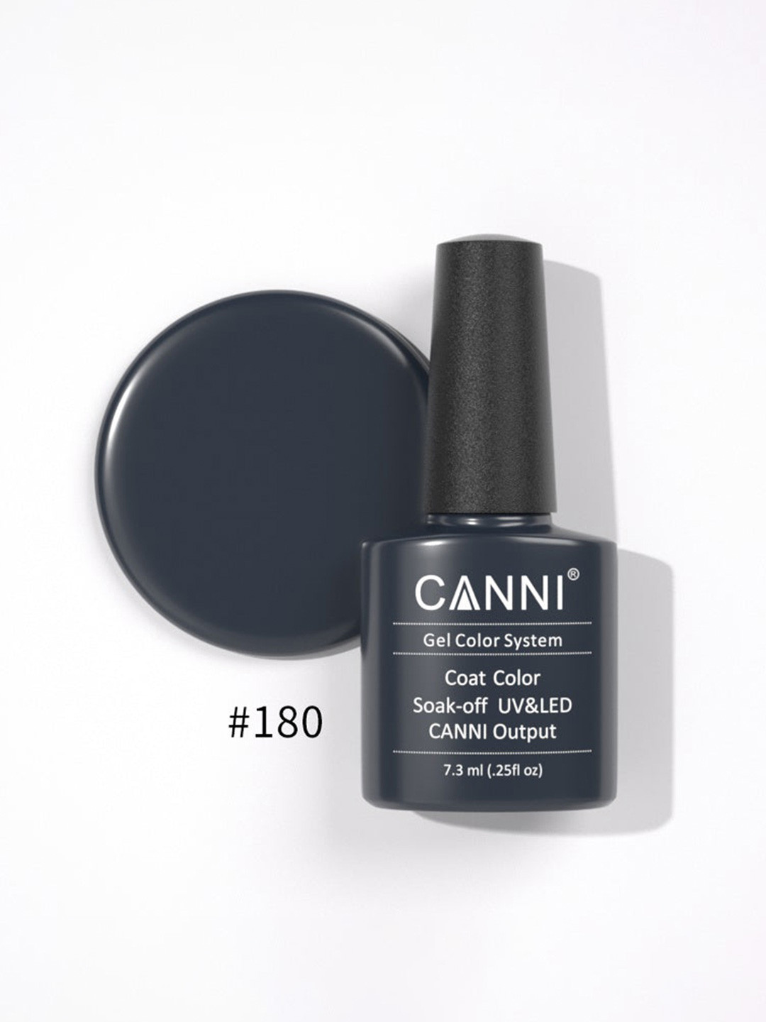 CANNI Gel Color System Coat Color Soak-Off UV&LED Gel Nail Polish - Iron Grey 180