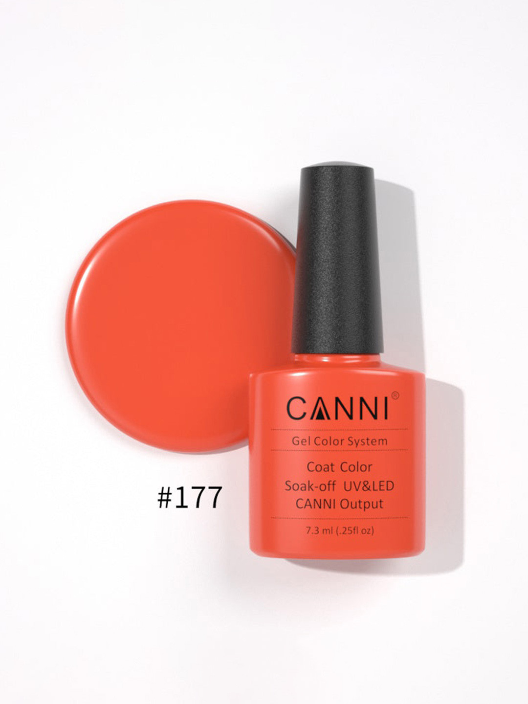 CANNI Gel Color System Coat Color Soak-Off UV&LED Gel Nail Polish - Noticeable Orange 177