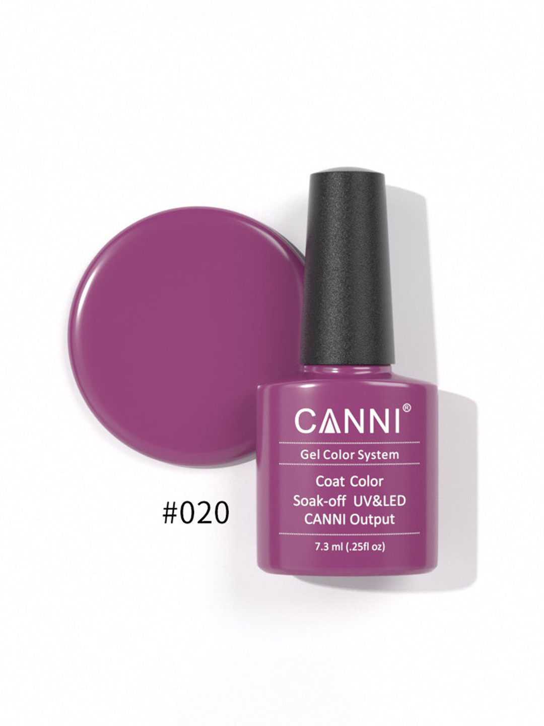 CANNI Gel Color System Coat Color Soak-Off UV&LED Gel Nail Polish - Enchanted Purple 020