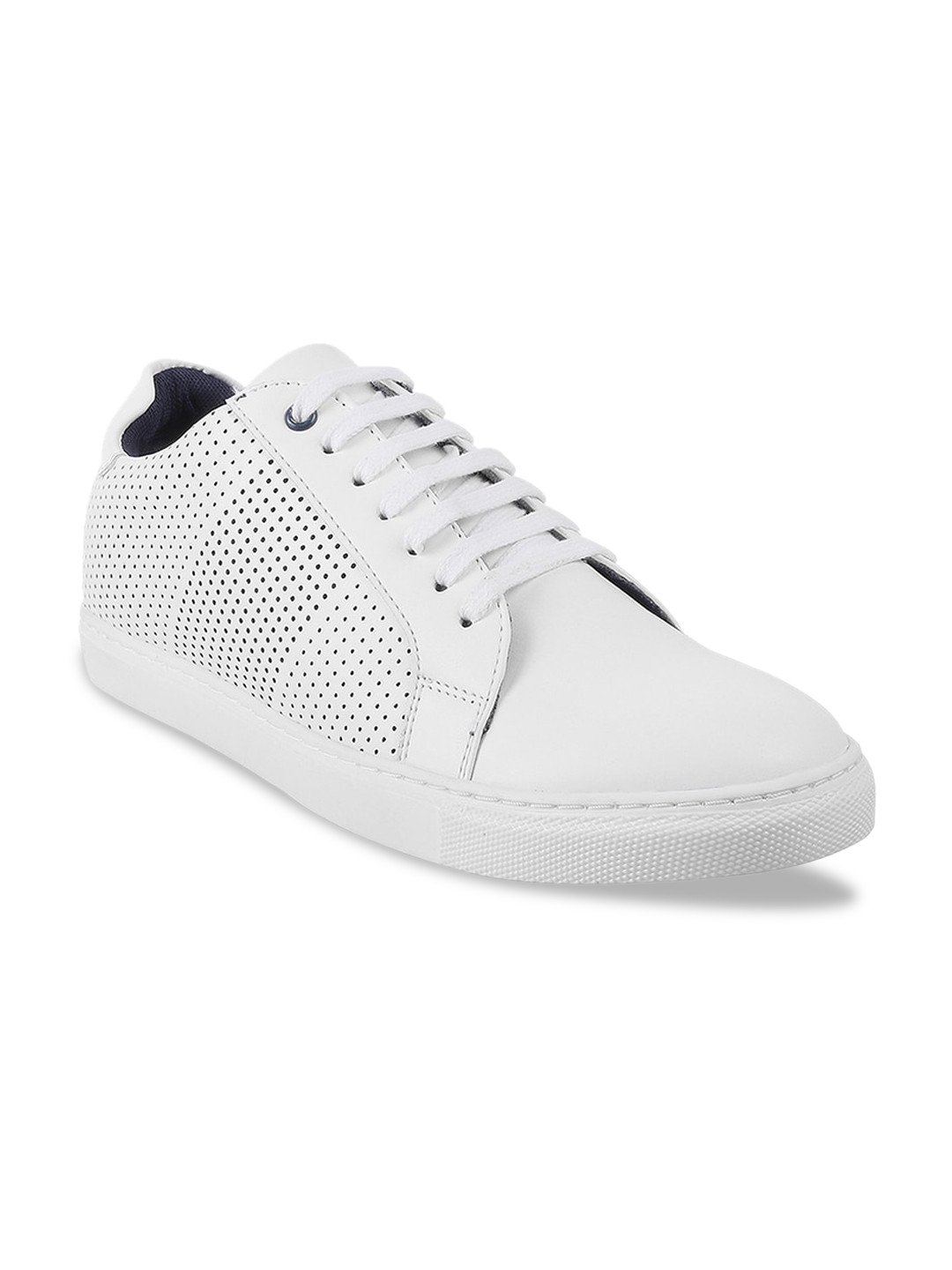 Metro Men White Laser Cuts Sneakers
