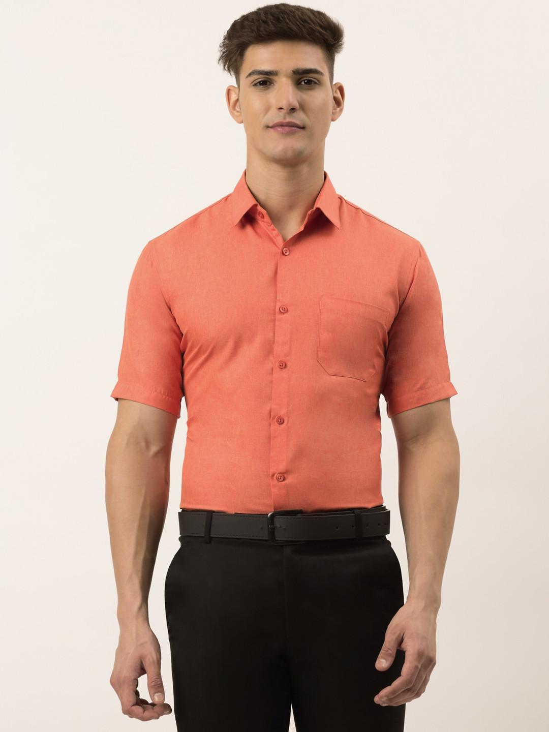 JAINISH Men Peach-Coloured Standard Formal Shirt