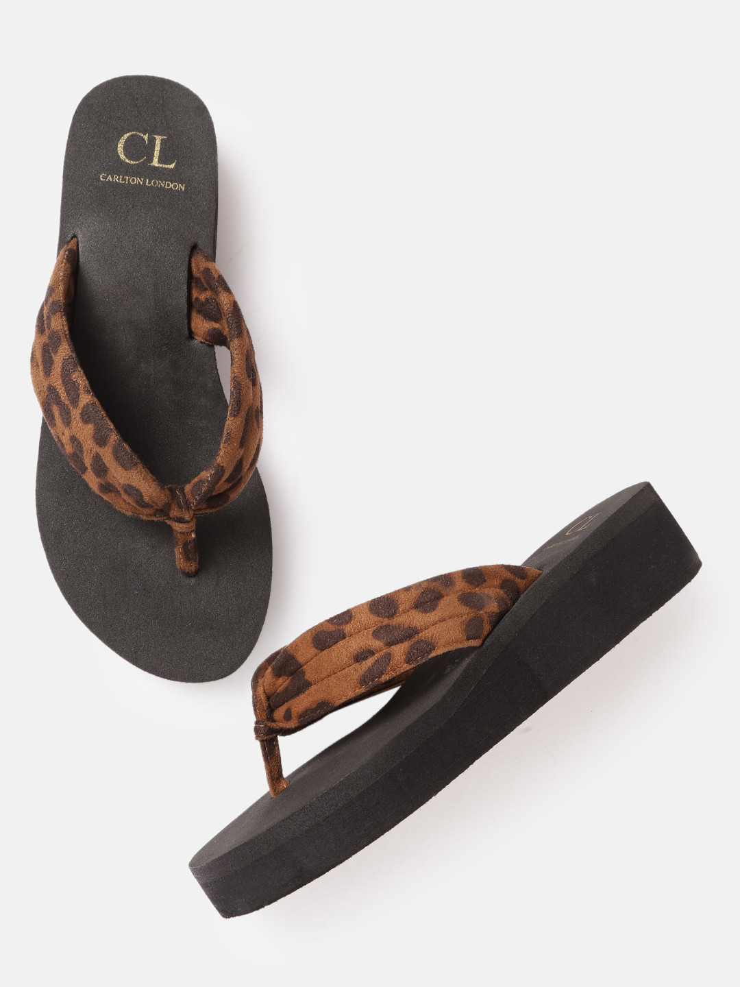 Carlton London Women Brown Animal Print Wedge Heels