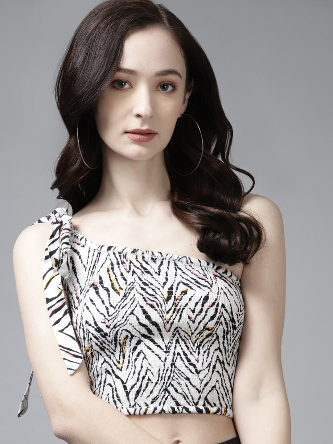 The Dry State White & Black Zebra Print Crop Top