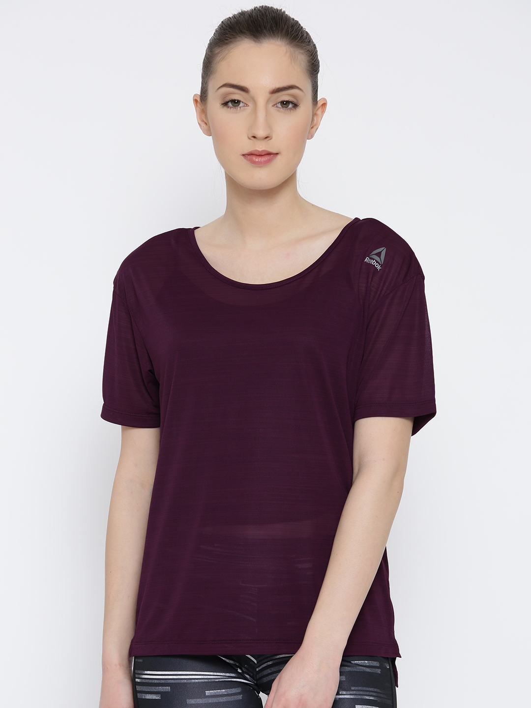 reebok shirts womens purple