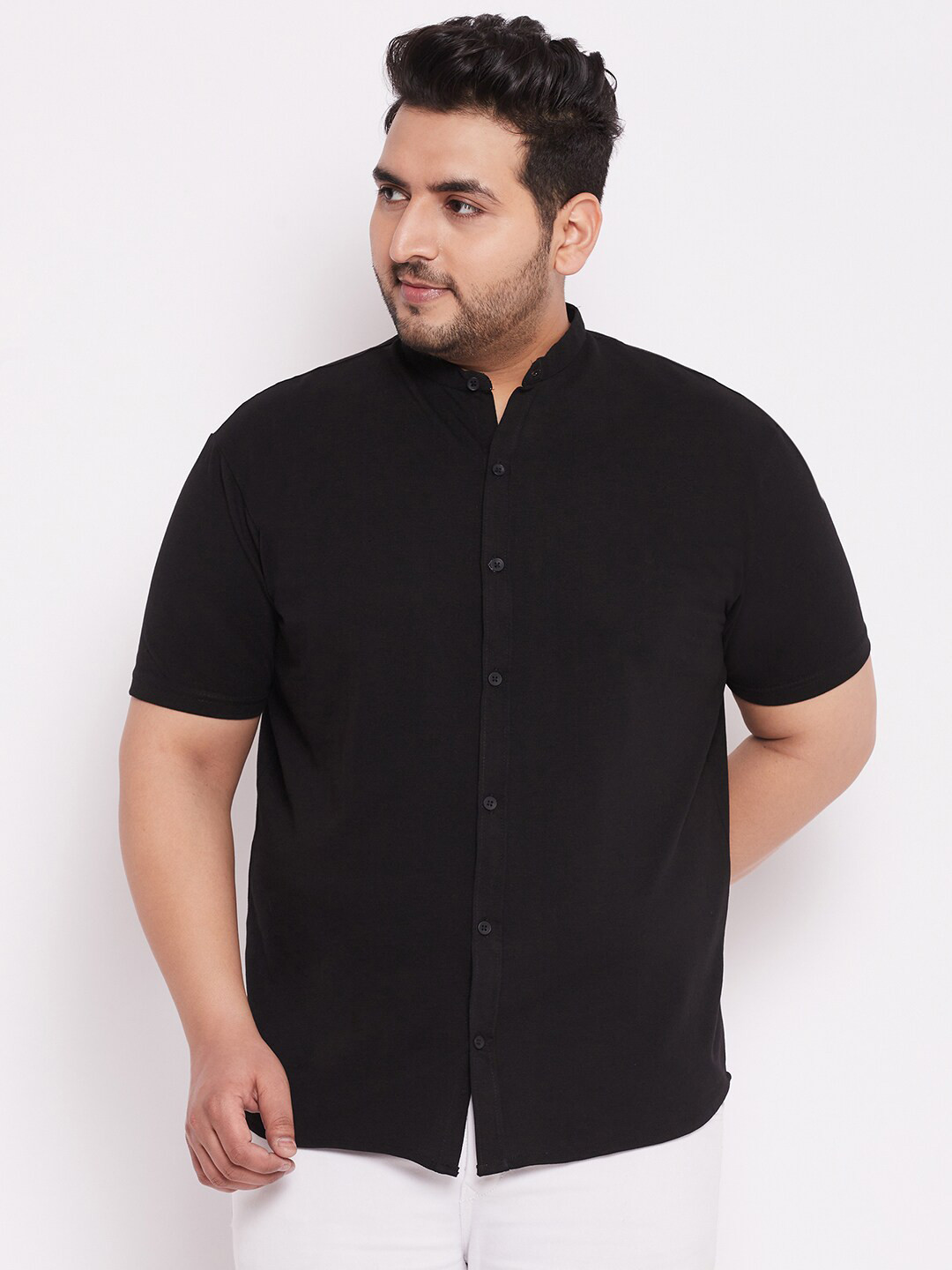 WILD WEST Plus Size Men Black Comfort Casual Shirt