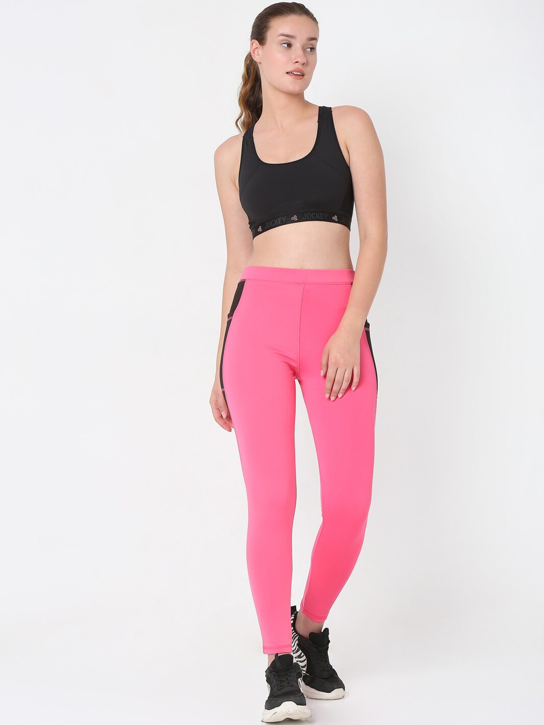 Smarty Pants Women Pink & Black Printed Slim-Fit Tights