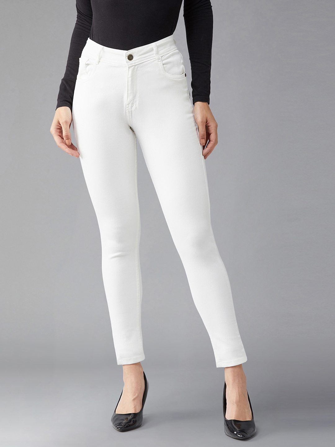 Buy DOLCE CRUDO Women White Skinny Fit High Rise Stretchable Jeans - Jeans  for Women 17850162