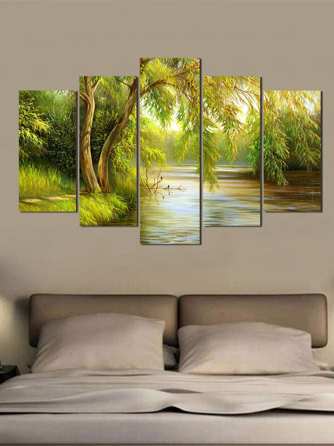 WENS Set of 5 Green Floral Or Botanical Printed Wall Art