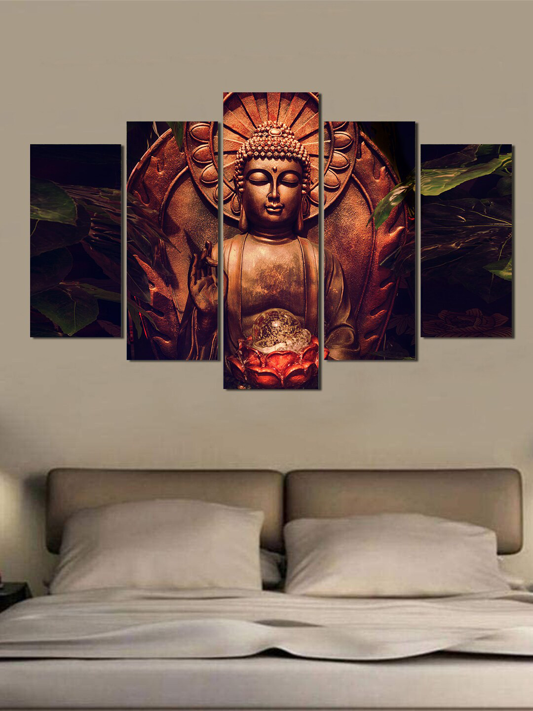 WENS Lord Buddha Multi 5 Pcs Wall Living Room Rectangle Paintings Wall Art -23 x 1In