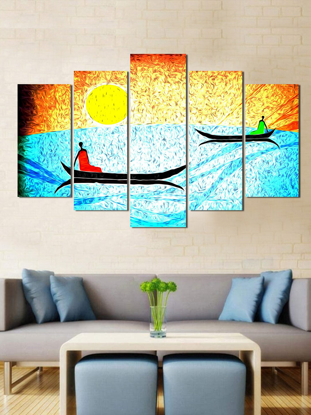 WENS Set of 5 Multi-Coloured Fusion Modern Art Printed Wall Art
