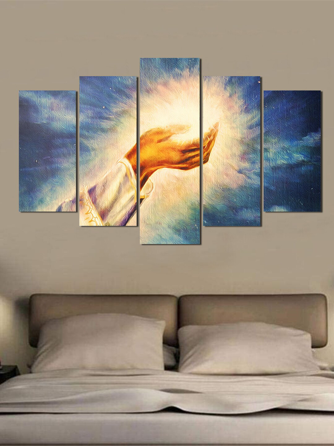 WENS Spiritual Mystic Light MDF 5 Piece Wall Rectangle Paintings Wall Art