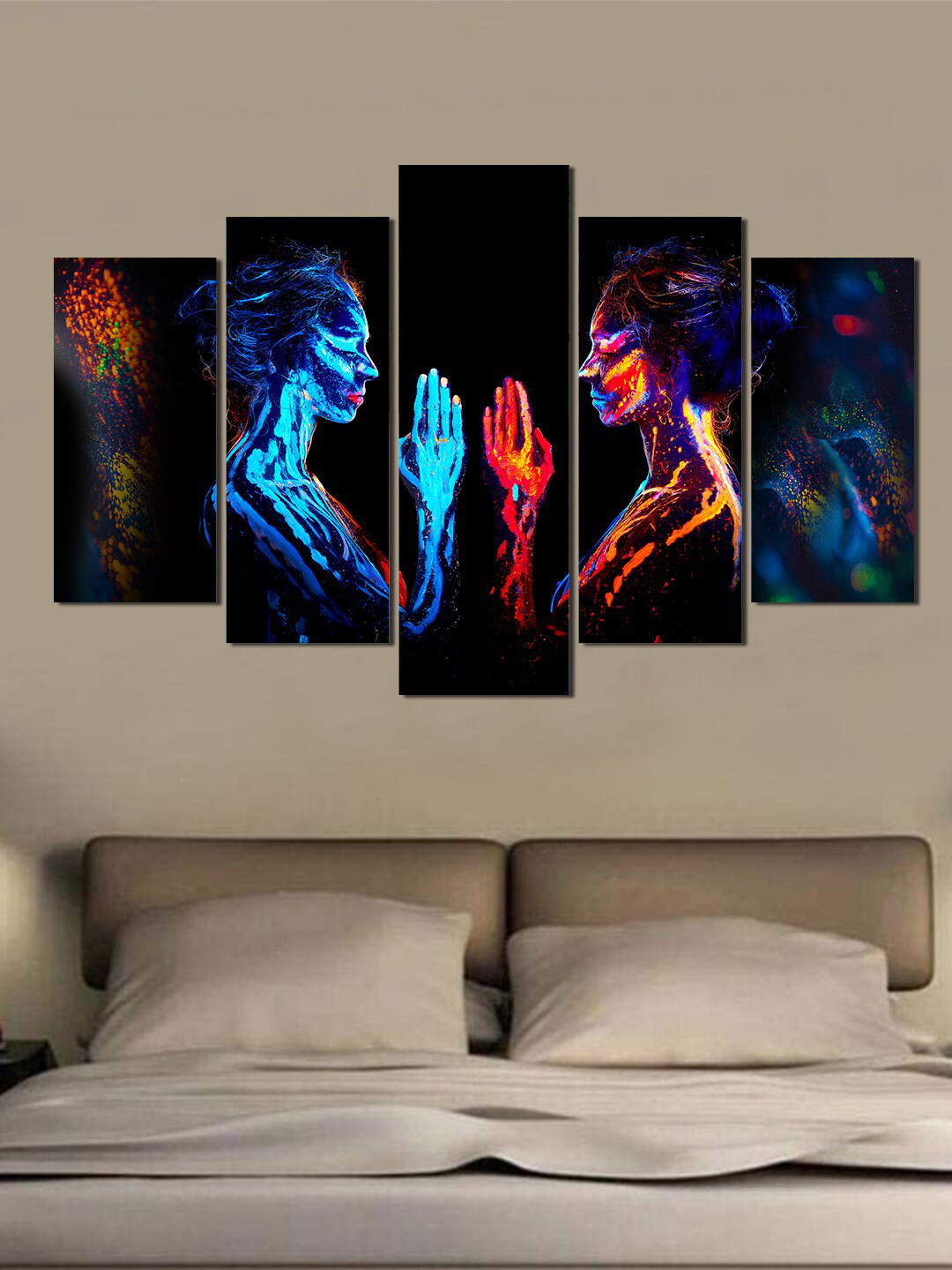 WENS Set Of 5 Blue & Red Abstract Printed Laminated Wall Art